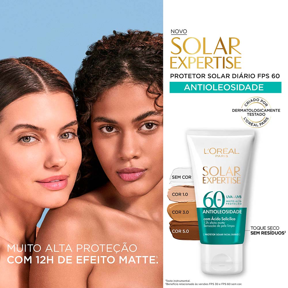 Protetor Solar com Cor L’Oréal Paris Solar Expertise FPS60 Clara
