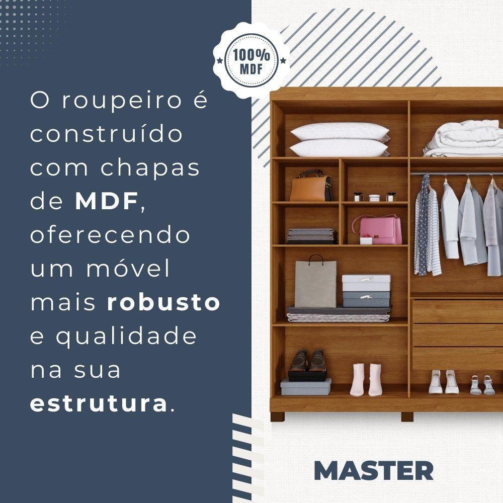 Guarda Roupa Master 4 Portas 3 Gavetas Benetil Cinamomo