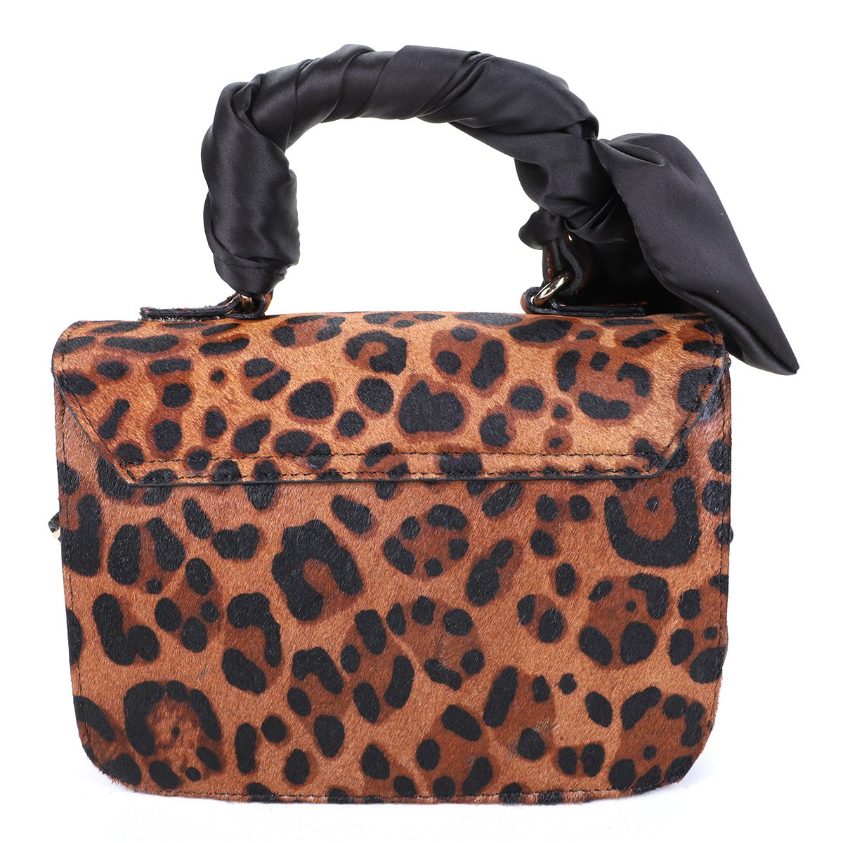 Miniatura Bolsa Couro Cecconello Mini Bag Animal Print Onça Feminina Preto