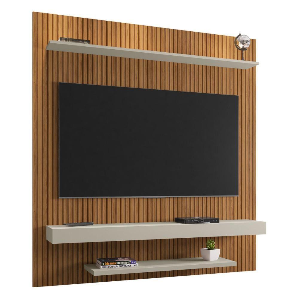 Miniatura Painel Para Tv Até 60 Polegadas Com Prateleiras Multimóveis Cr45286 Ripado Off White