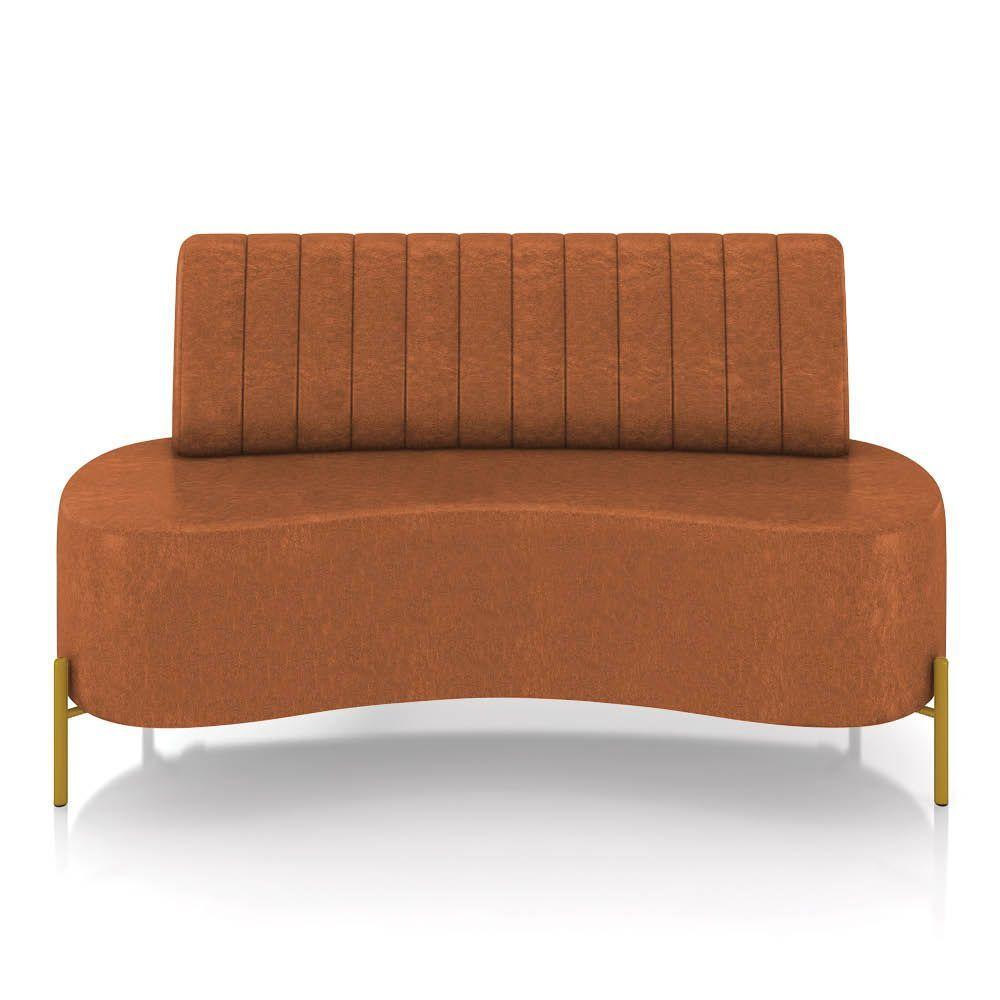 Miniatura Sofá 2 Lugares Living 135cm Pé Ferro Dourado Maraú Sint Pu Nozes K01 - D\'rossi