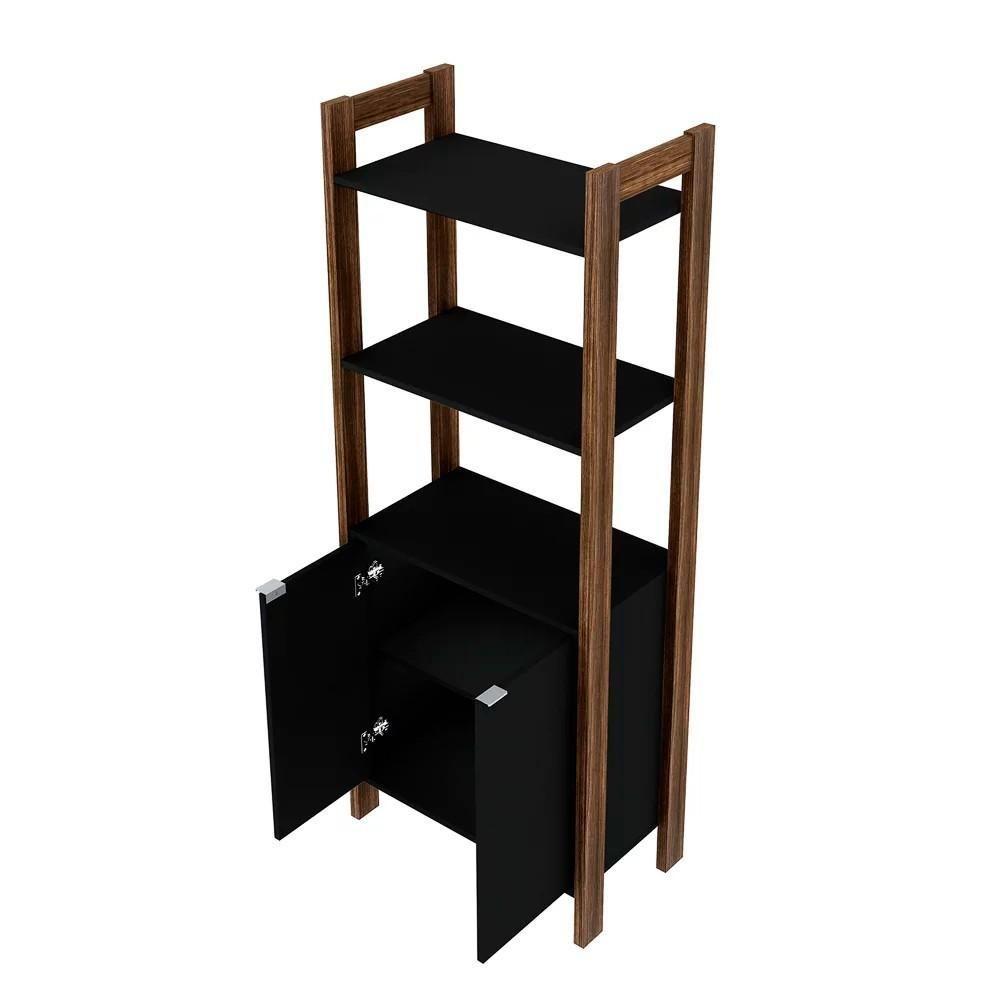 Miniatura Estante Livreiro Multiuso 2 Portas Az1009 Preto-nogal - Tecno Mobili