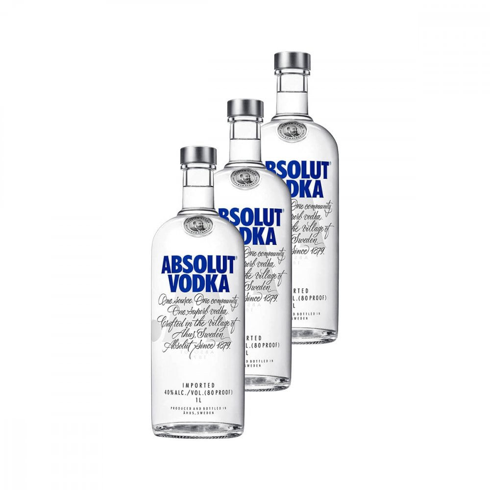 Miniatura Vodka Original 1 Litro 3 Unidades Absolut