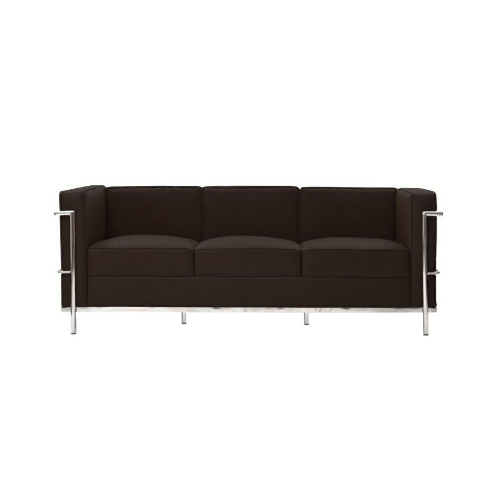 Miniatura Sofa Le Corbusier De 3 Lugares Cromado Em Sintético Marrom Cor Marrom