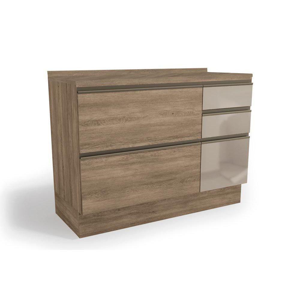 Miniatura Gabinete De Cozinha Modulado Maxxi G747 1 Porta E 4 Gavetas C- Vidro + Tampo Nogal - Kappesberg