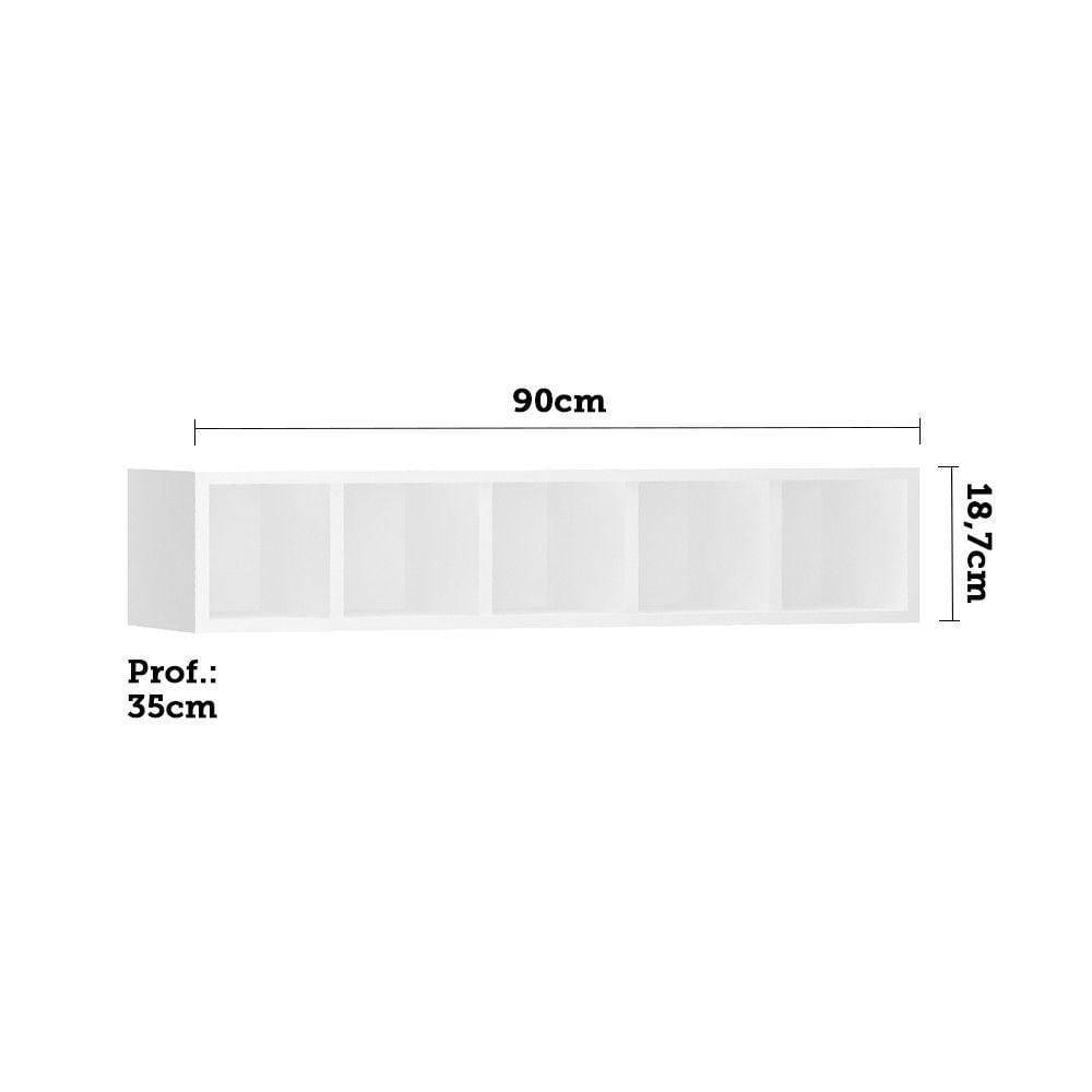 Miniatura Nicho Garrafeiro Horizontal 90cm 5 Garrafas Pérola Branco