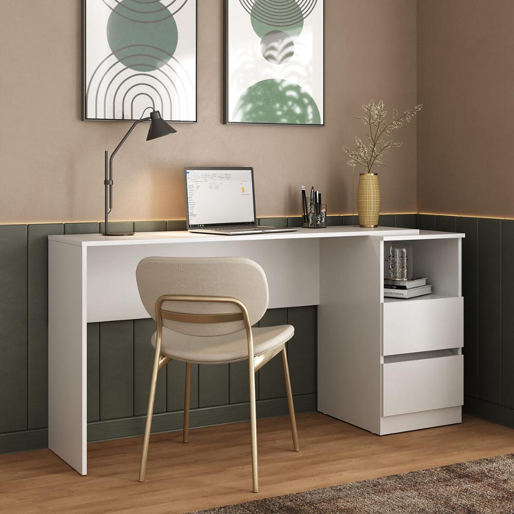 Miniatura Escrivaninha 150,5cm com Nicho e 2 Gavetas Flex Multimóveis MP6035 Branco