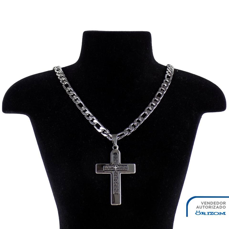 Miniatura Kit Masculino Colar Crucifixo Aço Inox  +
