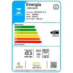 Freezer Horizontal Consul CHA31FB Pés com rodízio, 6 Níveis de temperatura e Degelo Manual - 309L 110V