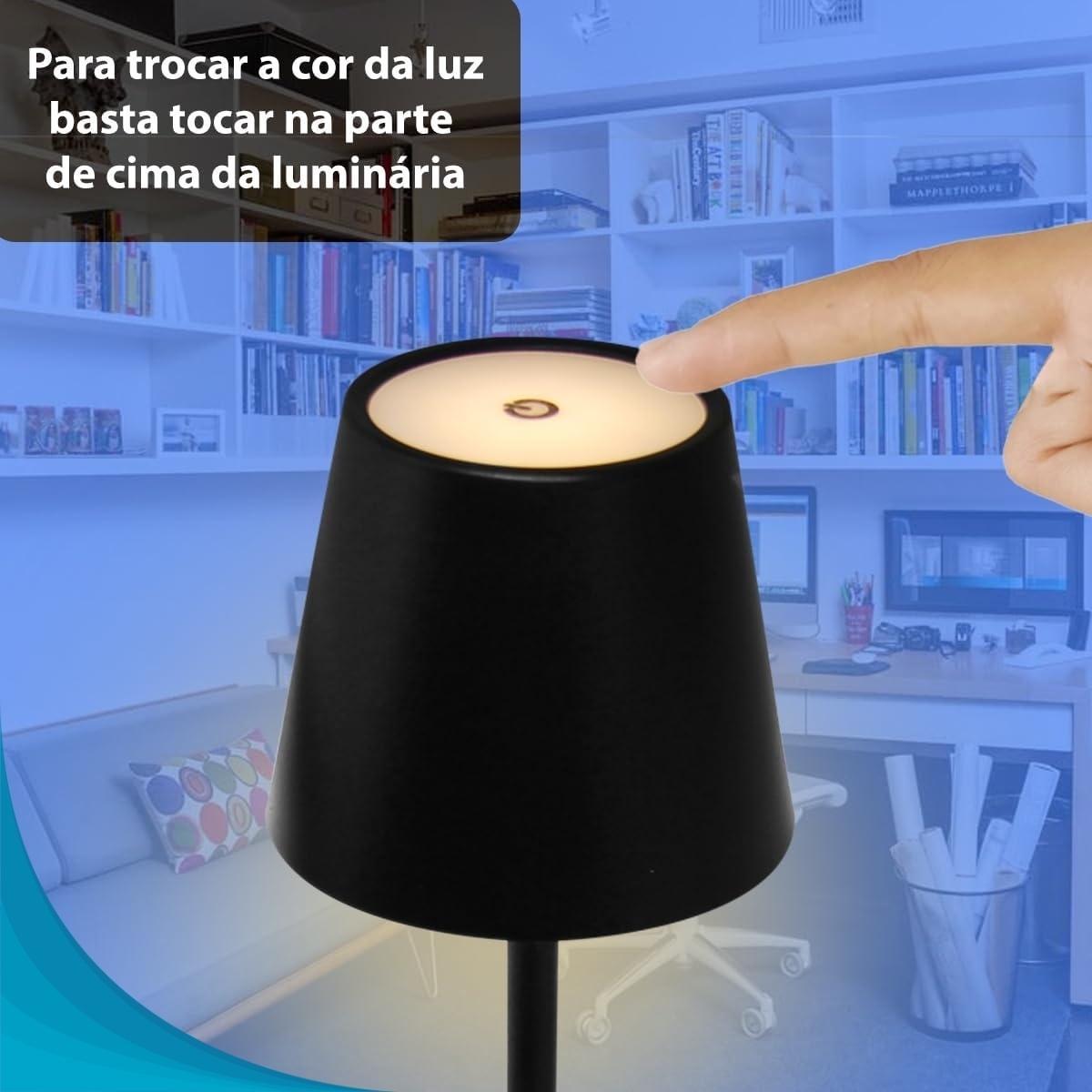 Abajur Moderno Recarregável Usb C Luz Led Articulada Mesa