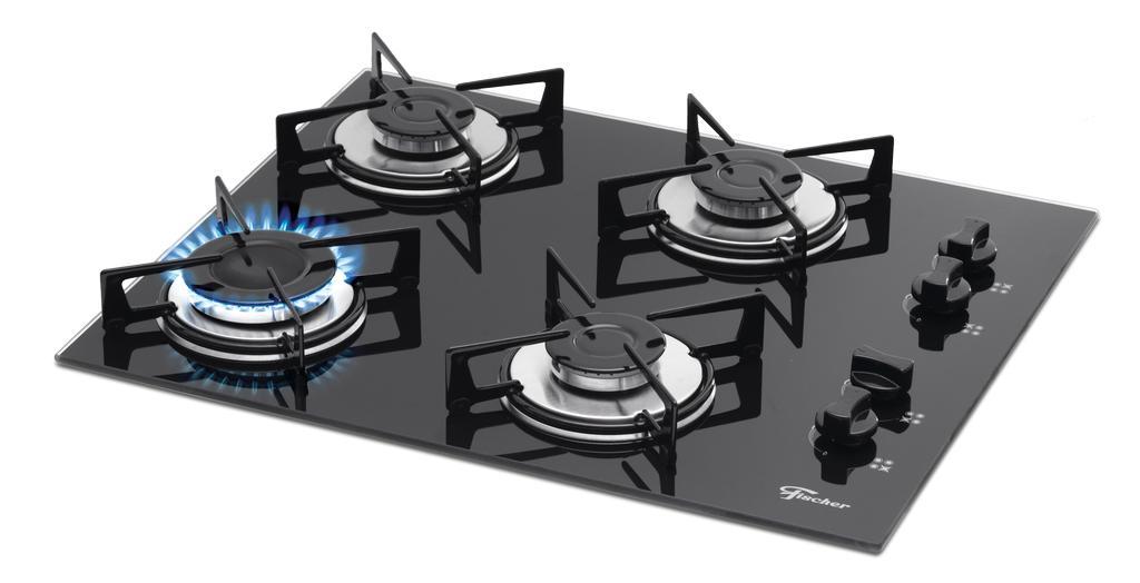 Miniatura Fogão Cooktop Fischer 4 Bocas A Gás Bivolt Preto