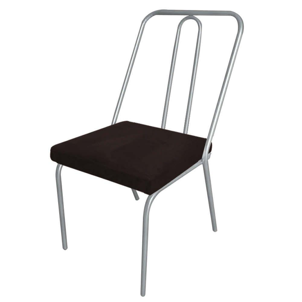 Miniatura Cadeira De Jantar Drika Office Escritório Recepção Ferro Cinza Corino Marrom - Ahazzo Móveis