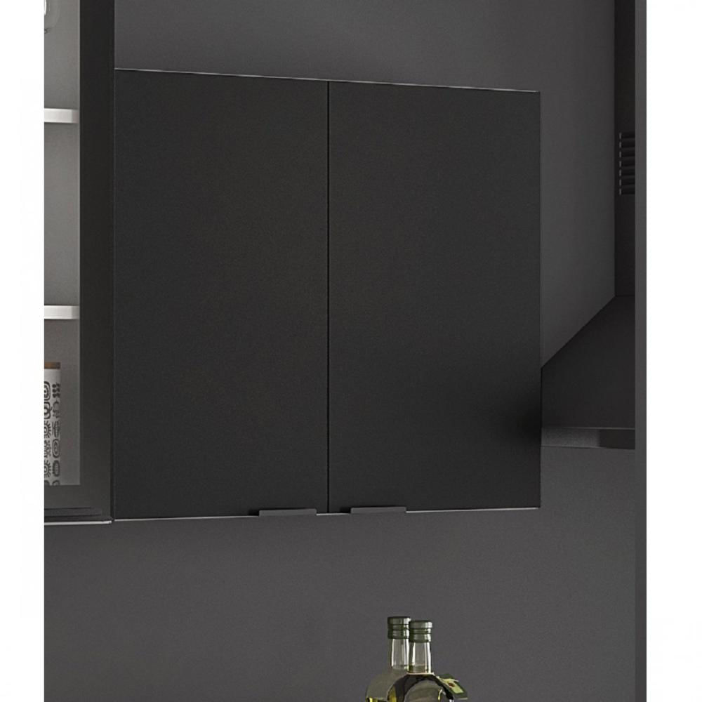 Miniatura Armário Aéreo 2 Portas com Dobradiças Slow Motion Exclusive Itatiaia Preto Matte