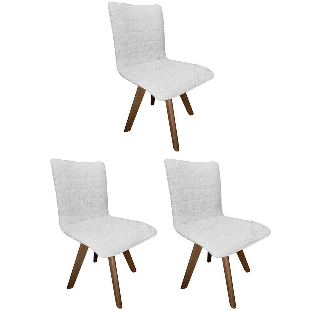 Miniatura Kit 03 Cadeira Giratória Zack Para Sala De Jantar Rústico Linho Bege - Amey Decor