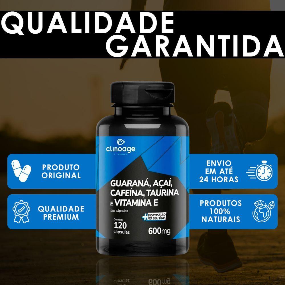 Miniatura Guaraná Açaí Cafeína Taurina E Vitamina E 600mg 120 Cápsulas - Clinoage