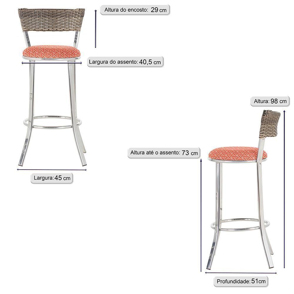 Miniatura Conjunto Com 2 Banquetas Em Alumínio, Fibra Sintética E Impermeável Tc Capuccino Z20