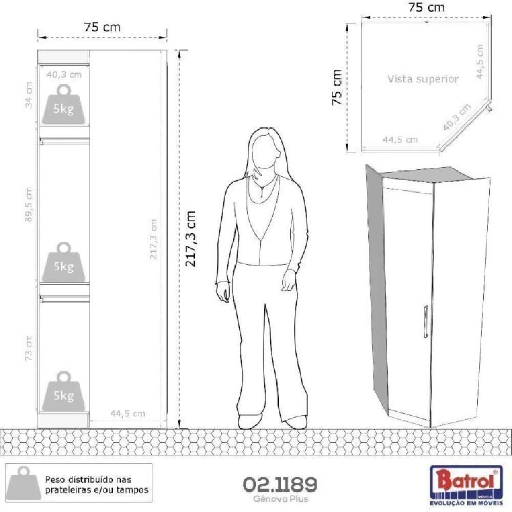 Conjunto para Quarto com Guarda Roupa Modular Gênova Plus Freijó Wood/Off-White