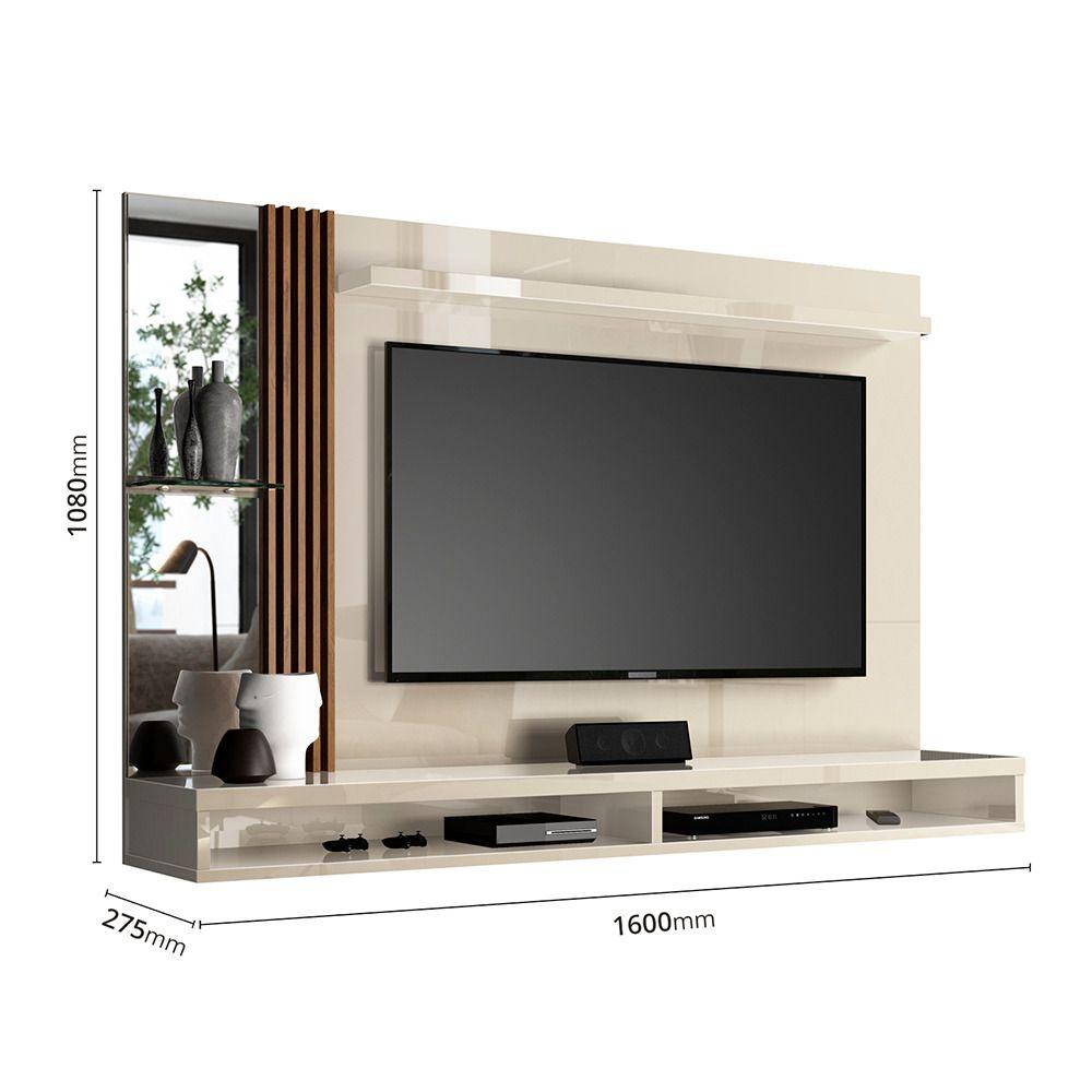 Painel Home Paris Para Tv Até 55" Ripado Com Espelho