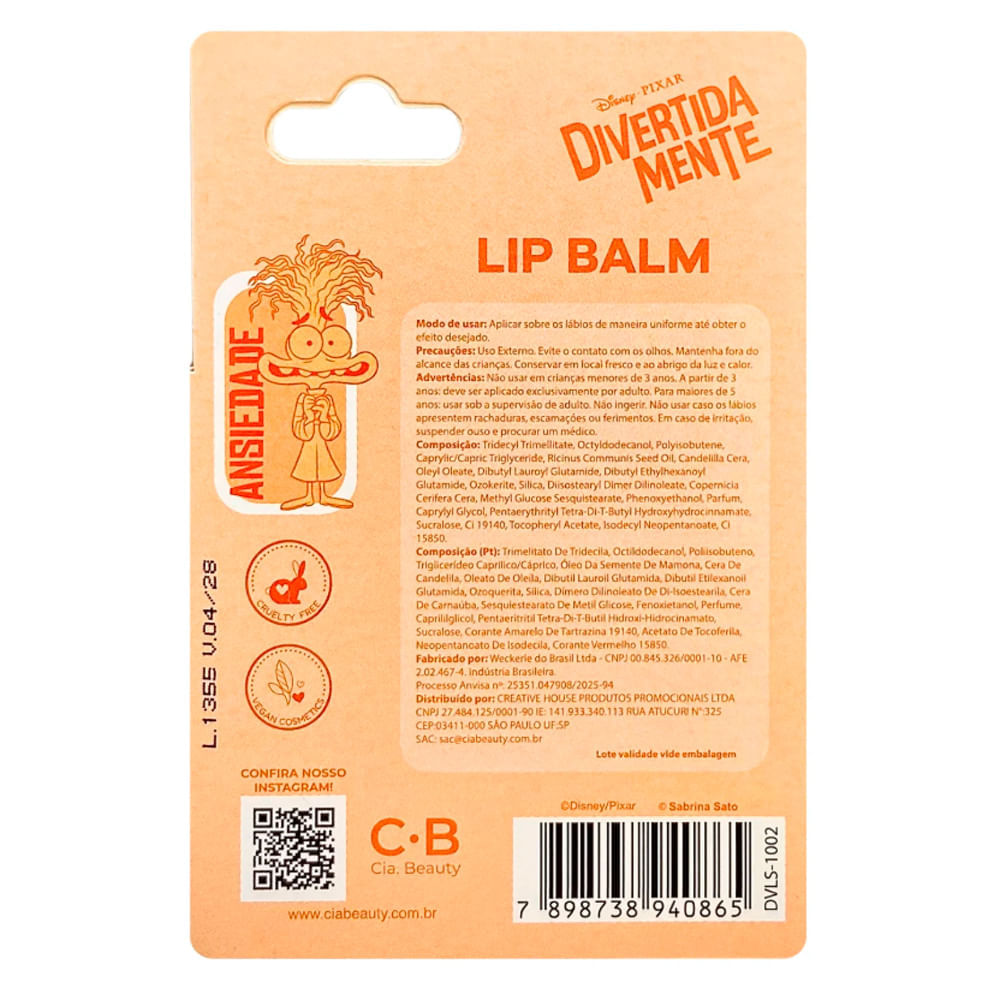 Miniatura Lip Balm Divertidamente Jelly Ansiedade com Vitamina E Sabrina Sato Laranja Eletrizante 3,5g