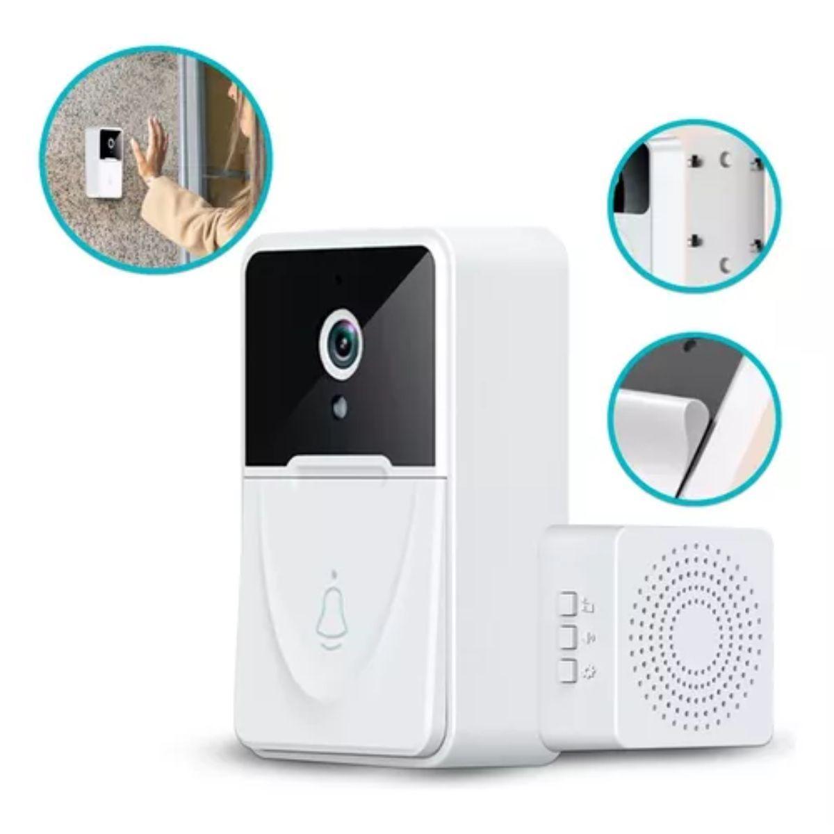 Miniatura Campainha Inteligente Interfone Câmera Áudio Wi-Fi Protetora