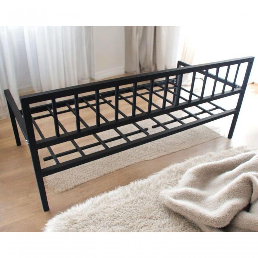 Miniatura Sofá Cama Aço Ferro Metal Robusto Estrutura 97cmx200cm Cor Preto Estilo Industrial Sc-01