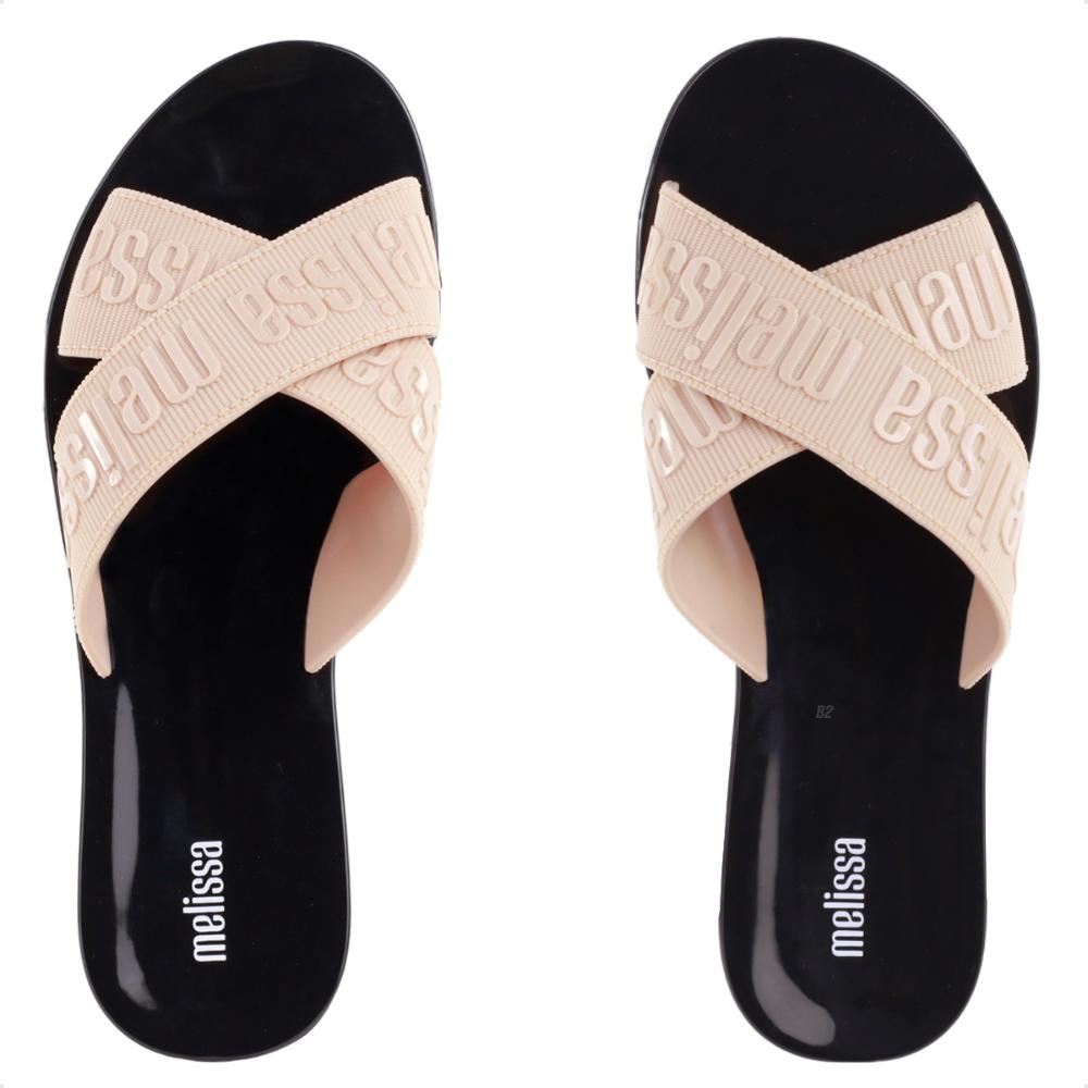 Sandália Rasteira Melissa M-Lover Slide Feminina Bege / Preto - 33/34