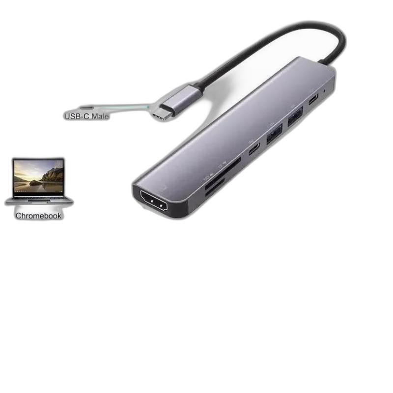 Miniatura Hub Cabo Adaptador Multiportas Usb-C 7 Em 1 Hdmi 4K Usb 3.0