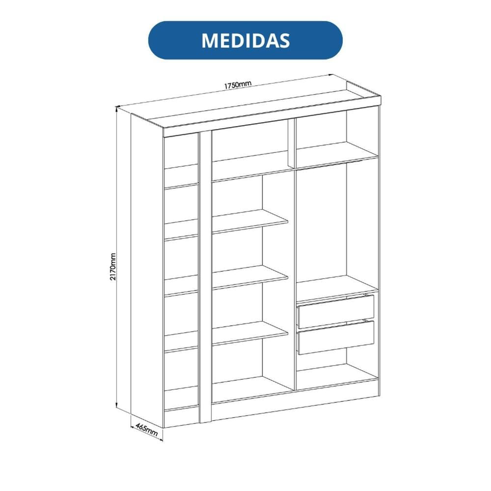 Miniatura Módulo Guarda-roupa de Canto 4 Portas 2 Gavetas Infinity Duna