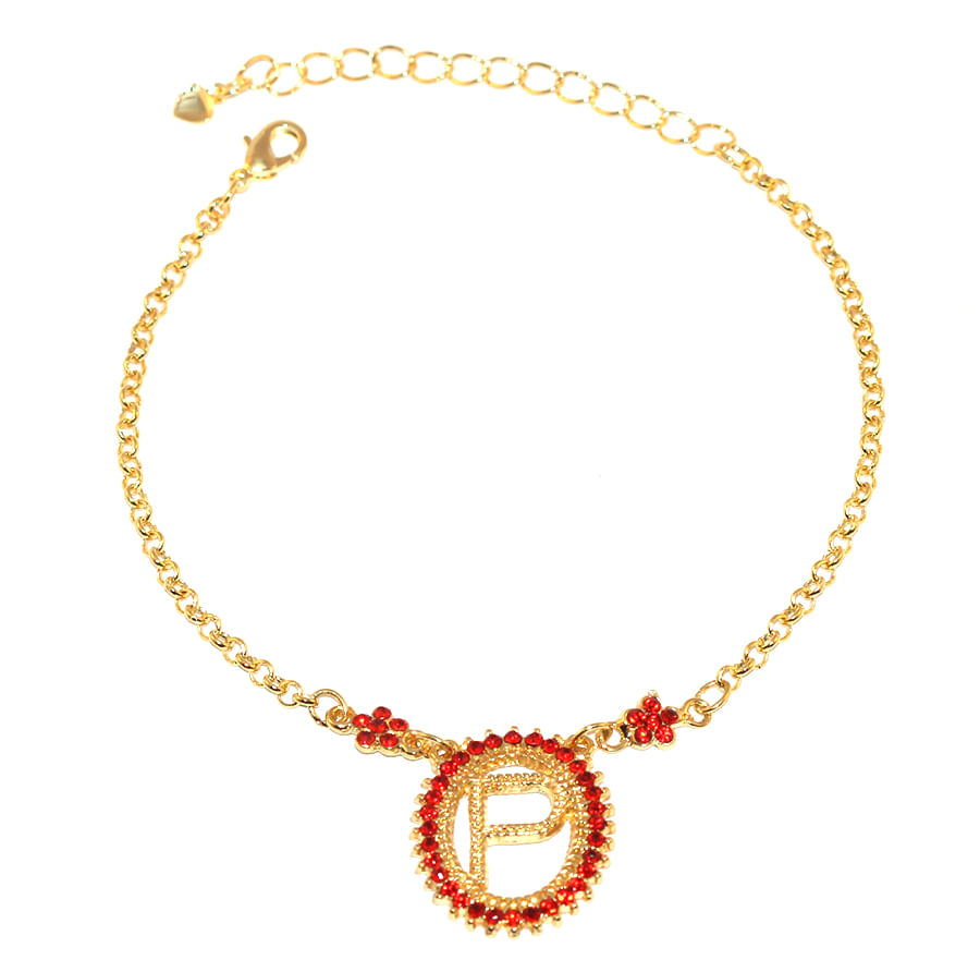 Miniatura Pulseira Simples Inicial Lembrança Folheado Ouro 18k