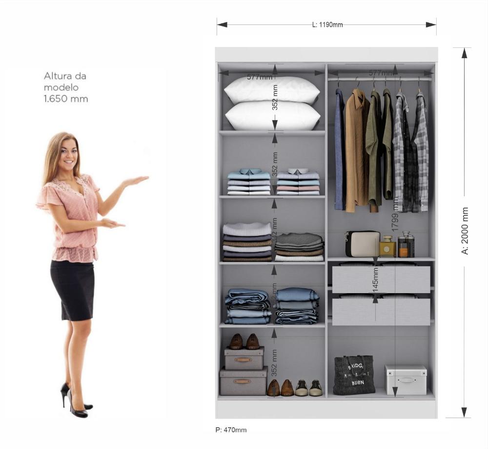 Miniatura Guarda Roupa 4 Portas Paris Espresso Móveis Branco