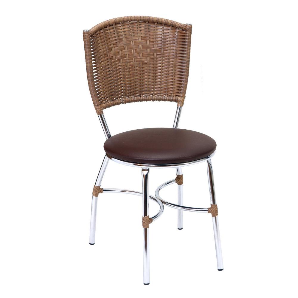 Conjunto Sala de Jantar 1 Mesa 6 Cadeiras Giovana Fil Móveis Marrom/Cromado