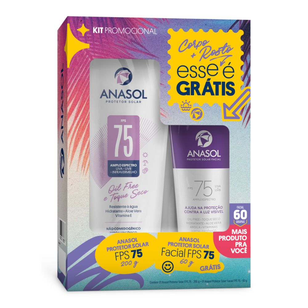 Miniatura Protetor Solar Anasol 75 FPS 200g e Protetor Solar Facial 75 FPS 60g