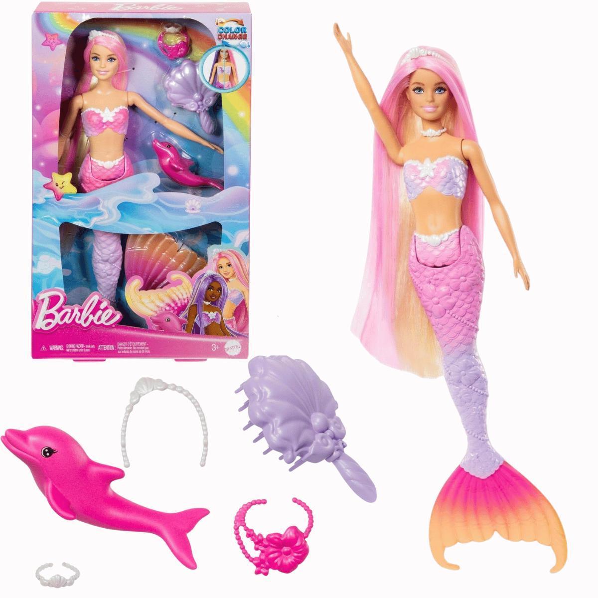 Miniatura Boneca Barbie Sereia Cores Mágicas Color Change 3+ Mattel