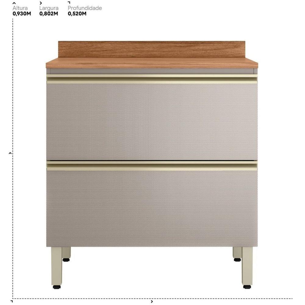 Miniatura Balcão Mdf 1 Porta e 1 Gaveta 80cm com Tampo Proença Nogueira/Nude Prime