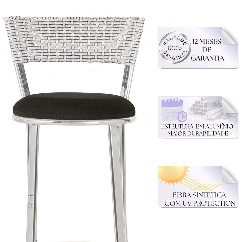 Miniatura Conjunto Com 2 Banquetas Em Alumínio, Fibra Sintética E Impermeável Tc Marmore A10