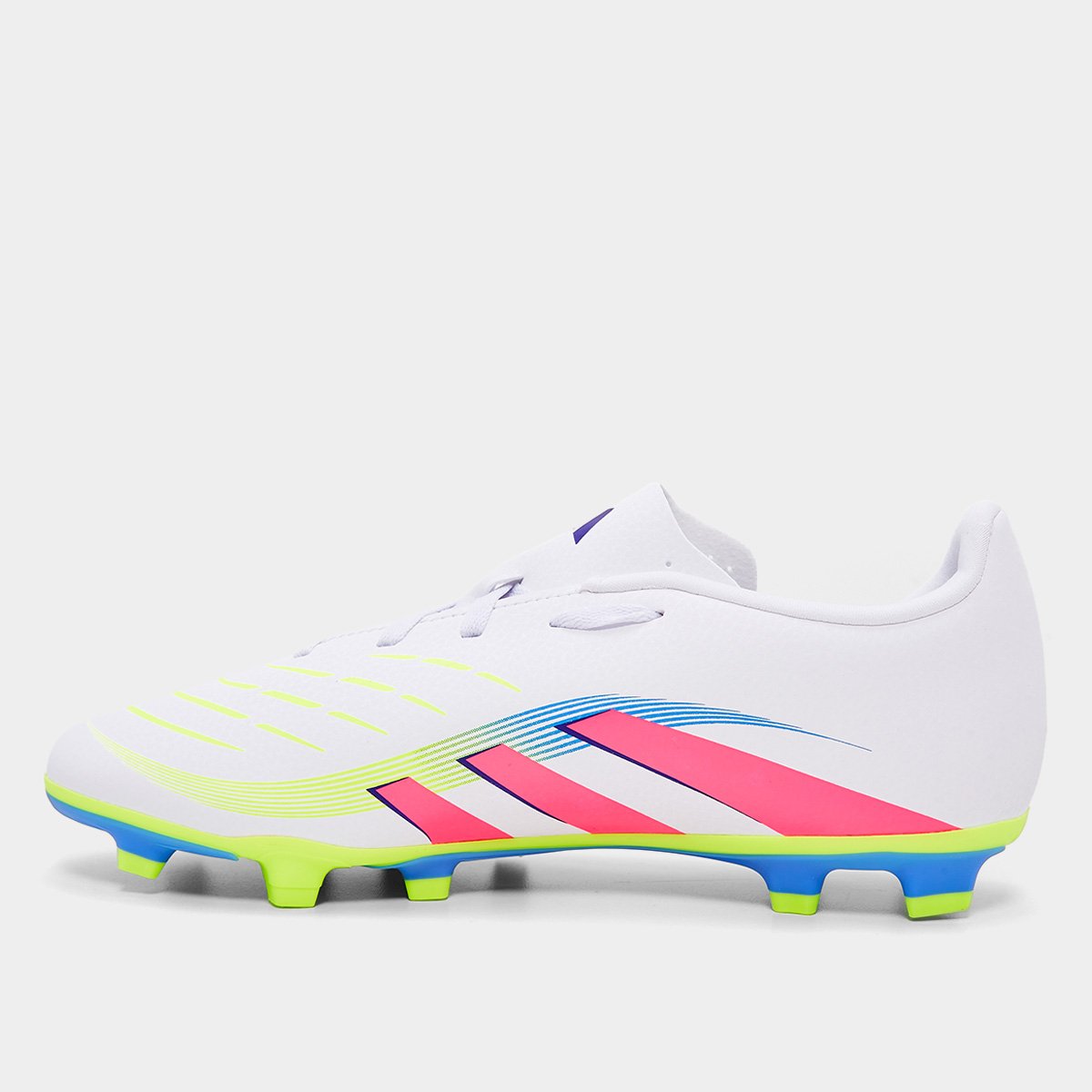 Chuteira Campo Infantil Adidas Predator Club Branco+Rosa - 26