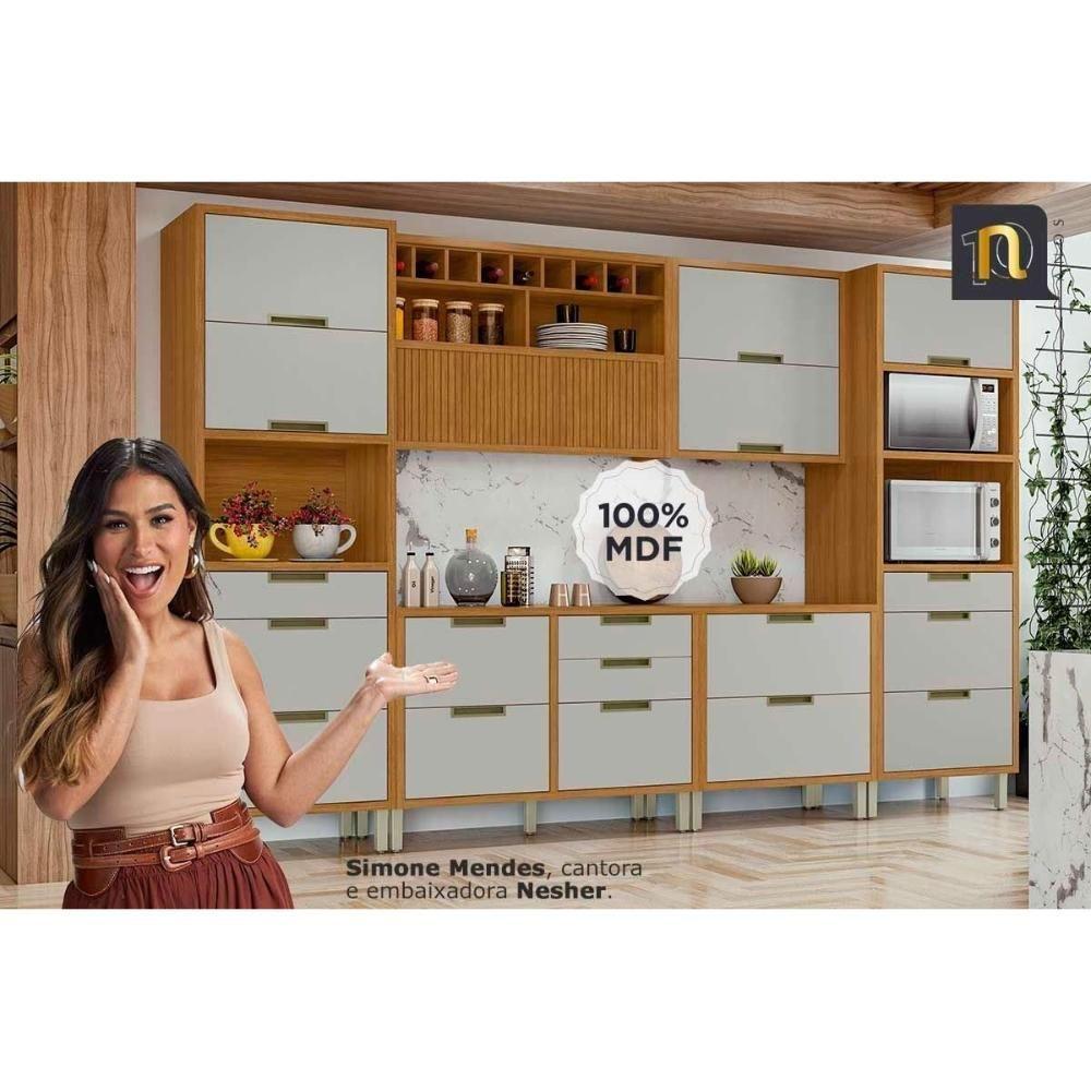 Miniatura Kit Cozinha Completa 6 Peças Imperatriz (3aéreos+2balcões+1paneleiro) C6p85 Freijo-off White - Nesher