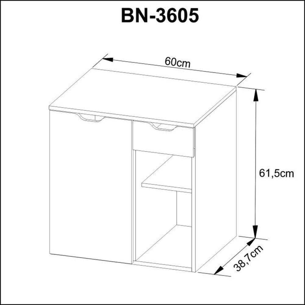 Conjunto de Banheiro com Gabinete Suspenso 60cm e Espelheira 3 Nichos Mármore/Branco