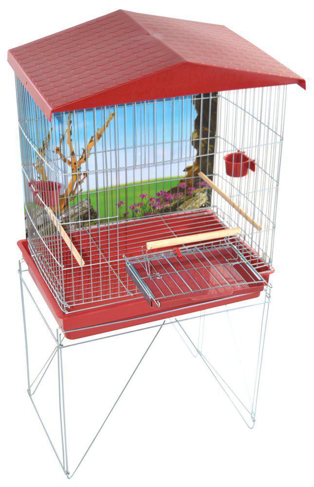 Miniatura Viveiro Para Pássaros Dobrável Médio Duplex Vermelho Vermelho - Viveiro para aves - Médio