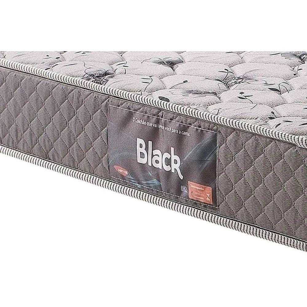 Miniatura Cama Box Baú Queen: Colchão Anatômico Herval D45 / Ag65 Black Double Face + Base Black(158X198)