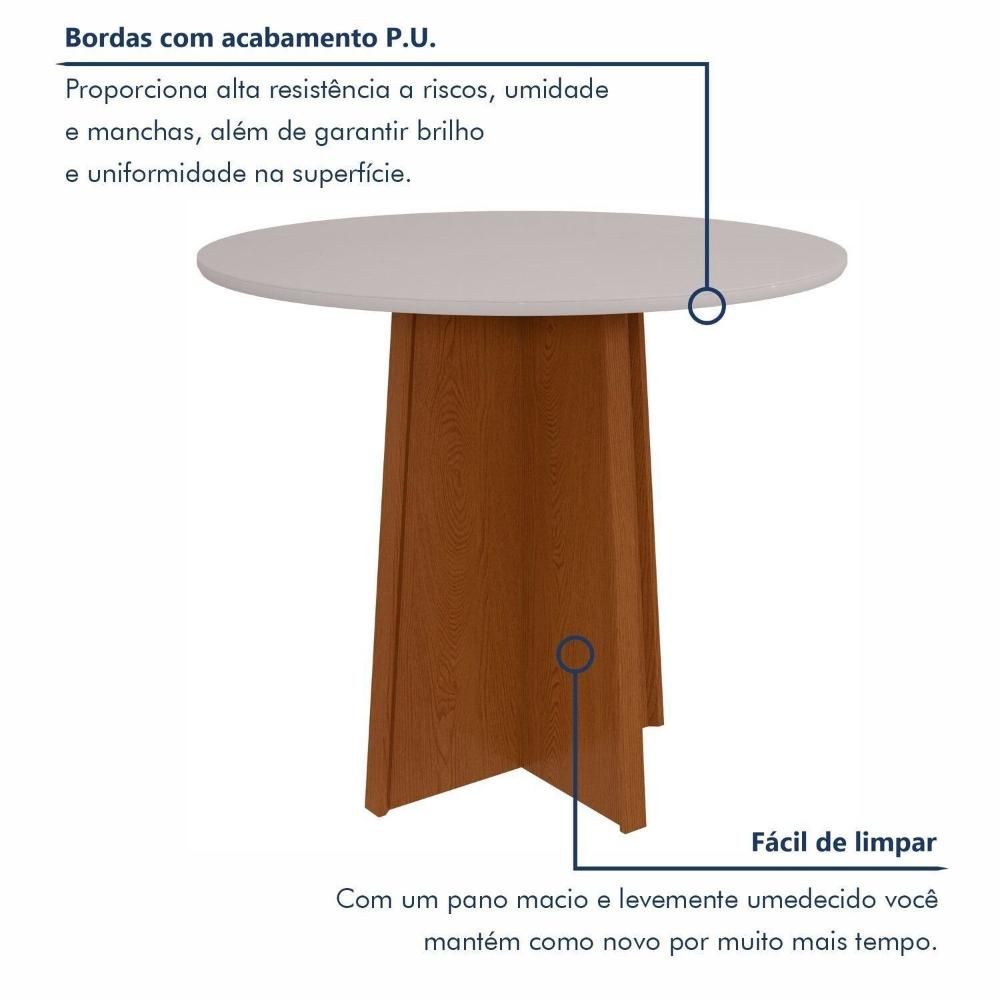 Miniatura Mesa de Jantar 100x100cm Tampo MDF/Vidro Celebrare Frassino/Off White