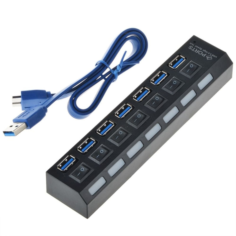 Miniatura Hub usb 3.0 com 7 portas alta velocidade