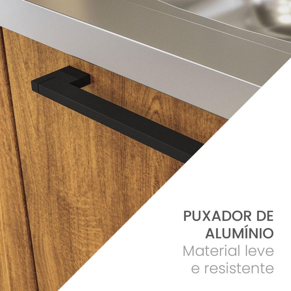 Armário Aéreo de Cozinha 2 Portas de Vidro Menu Kitchen Canelone Politorno Preto