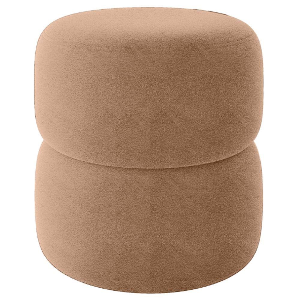 Miniatura Puff Redondo Decorativo 49x43 Cm Paris Boucle Bege Milani Store Bege