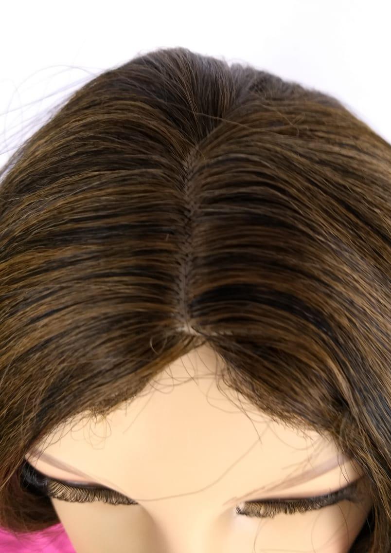 Miniatura Peruca Lace Wig Ondulada  Acobreado Fibra Futura 70 Cm