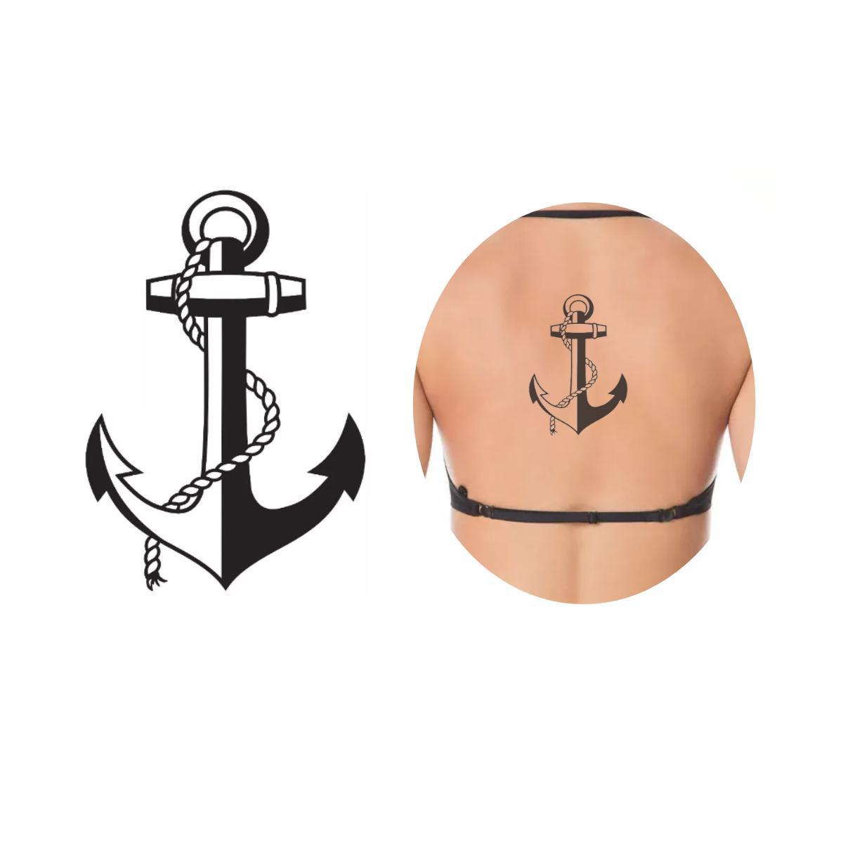 Miniatura Tatuagem Temporária Âncora Preta 12X8 Cm