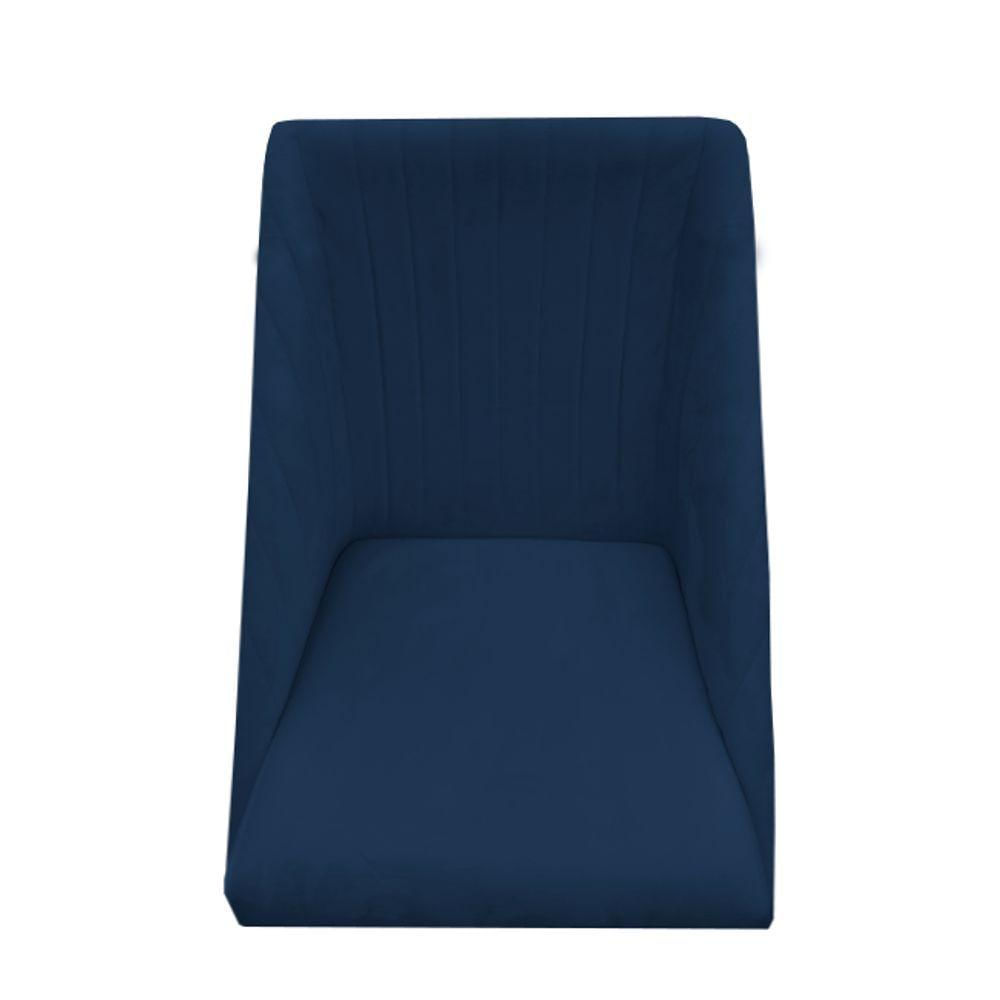 Miniatura Cadeira Para Sala De Jantar Ana Pés Palito Suede Azul Marinho D'classe Decor