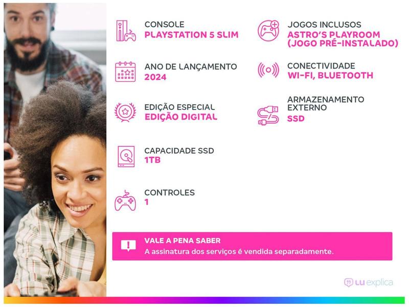 Miniatura PlayStation5 Slim 2025 1TB 1 Controle Branco Sony Edição Digital