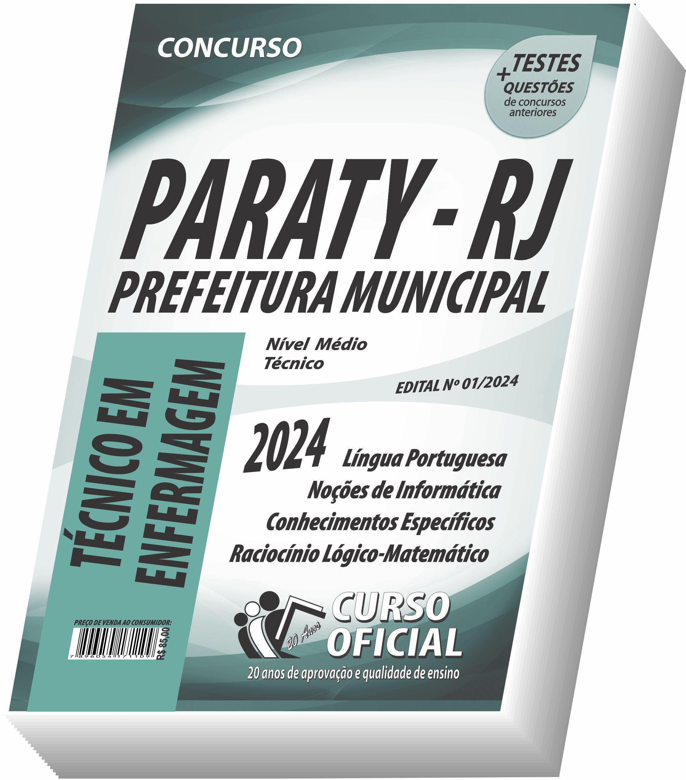 Miniatura Apostila Prefeitura De Paraty - Rj - Técnico Em Enfermagem