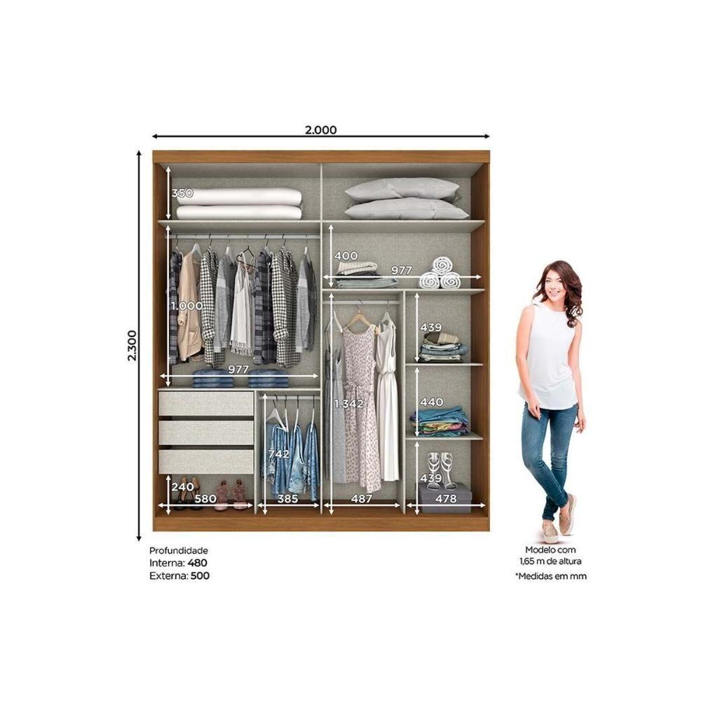 Miniatura Guarda Roupas 2 Portas De Correr (1 C- Espelho) E 3 Gavetas Verg Branco - Henn